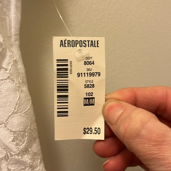 NWT Aeropostale White lace Cap Sleeve Blouse size medium. - Picture 3 of 9